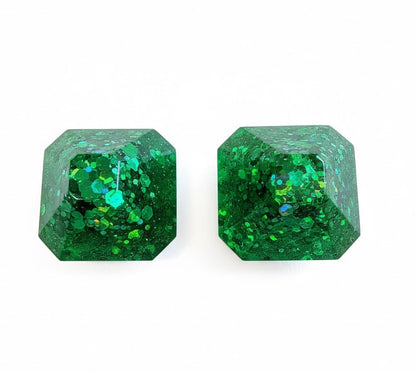 Coppia di Pomelli Emerald Glow - Artigianali in Resina Epossidica