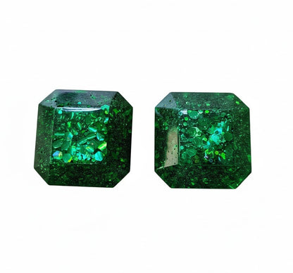 Coppia di Pomelli Emerald Glow - Artigianali in Resina Epossidica