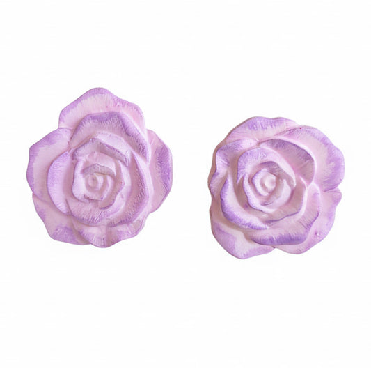 Coppia di Pomelli Vintage Rose - Artigianali in Resina Poliuretanica, Dipinti a Mano