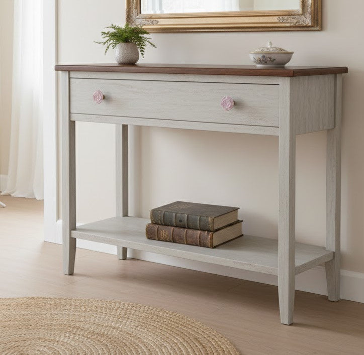 Coppia di Pomelli Vintage Rose - Artigianali in Resina Poliuretanica, Dipinti a Mano