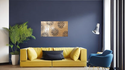 Quadro Canvas Gold Mandala - Opera Materica con Foglia Oro e Resina Epossidica 95x55cm